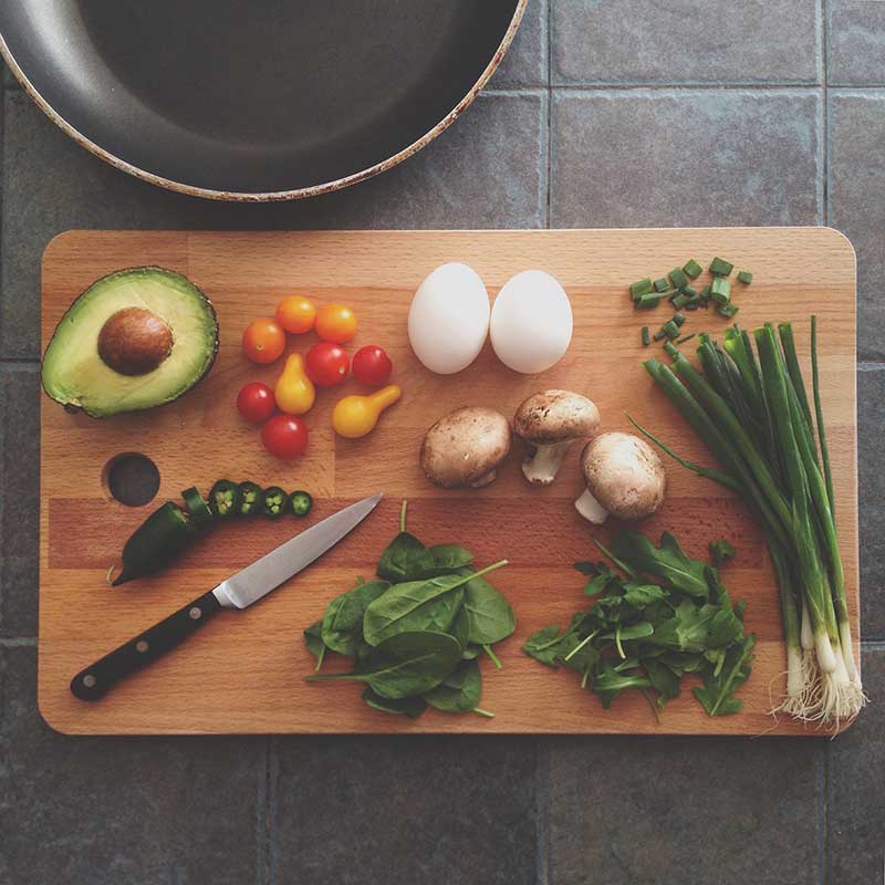 Wooden cutting board for food preparation