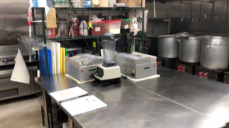 Prep table in Los Angeles ghost kitchen